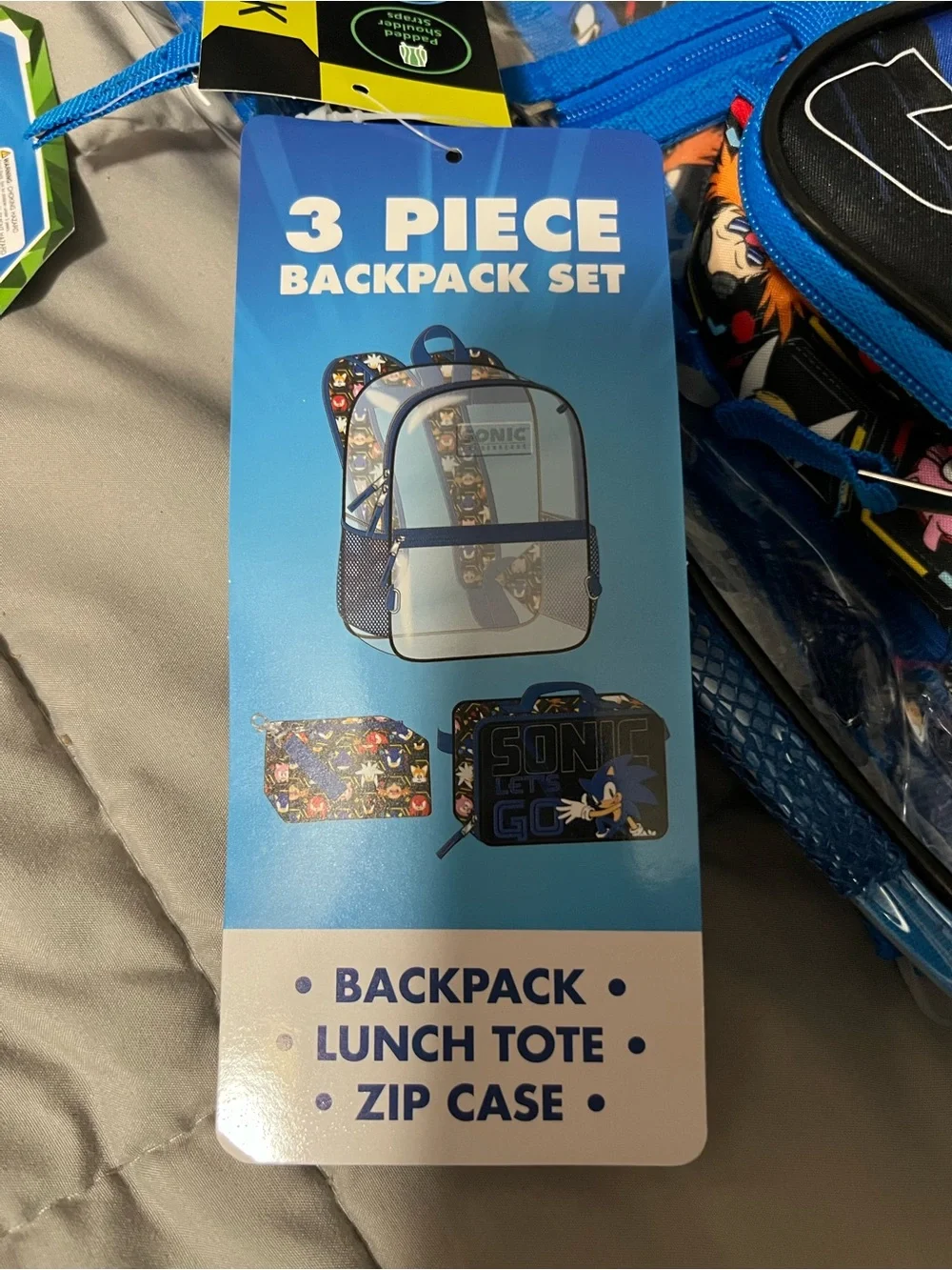 Sonic Clear 17 inch Backpack and Lunch Bag 3 Piece Set